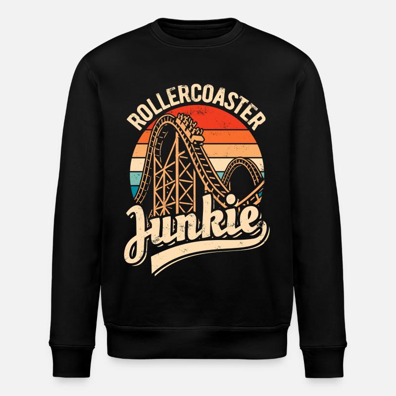 Rollercoaster Junkie - Achterbahn - Looping - Stanley/Stella Unisex Bio-Sweatshirt ROLLER - Schwarz