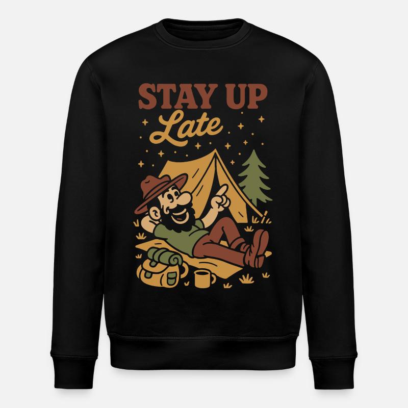 Funny Camping Camper Starry Sky - Stanley/Stella ROLLER Unisex Organic Sweatshirt - black