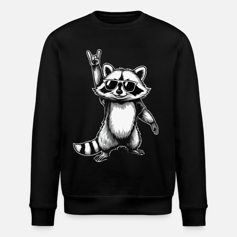 Waschbär rockt - Stanley/Stella Unisex Bio-Sweatshirt ROLLER - Schwarz