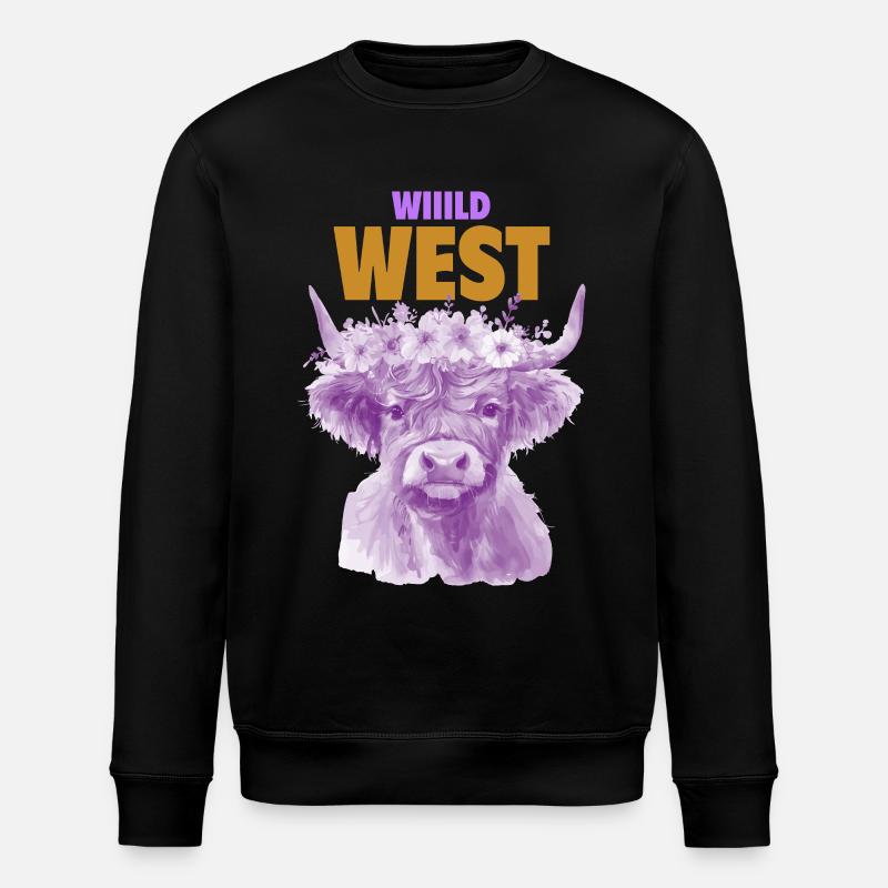 Wilder Westen Kuh Violett - Stanley/Stella Unisex Bio-Sweatshirt ROLLER - Schwarz