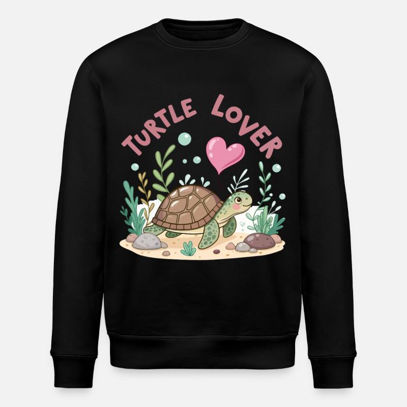 Pastellfarbene, verliebte Schildkröte - Stanley/Stella Unisex Bio-Sweatshirt ROLLER - Schwarz