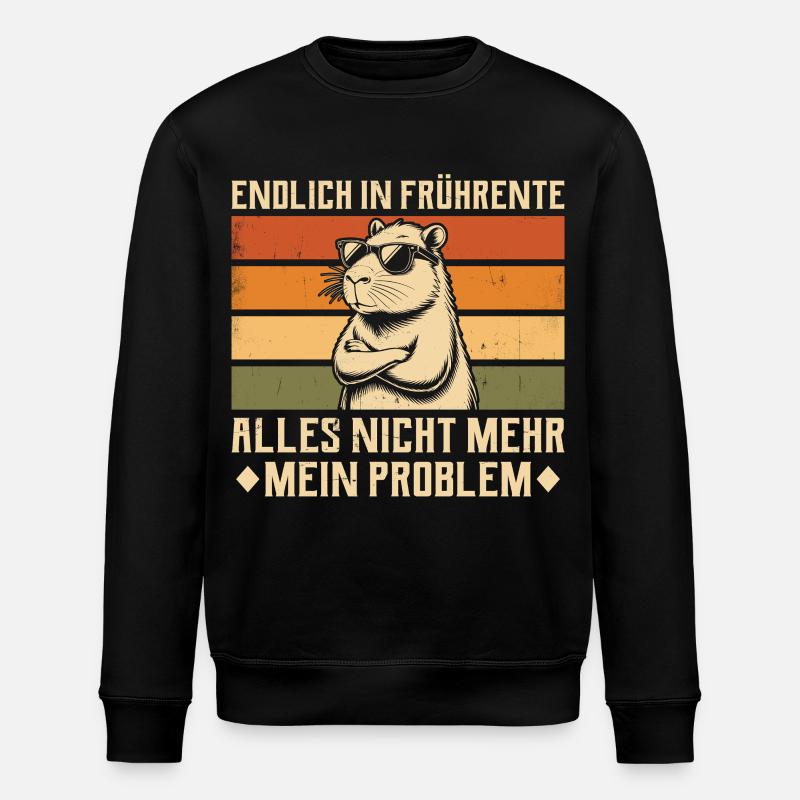Endlich in Frührente - Capybara - Altersteilzeit - Stanley/Stella Unisex Bio-Sweatshirt ROLLER - Schwarz