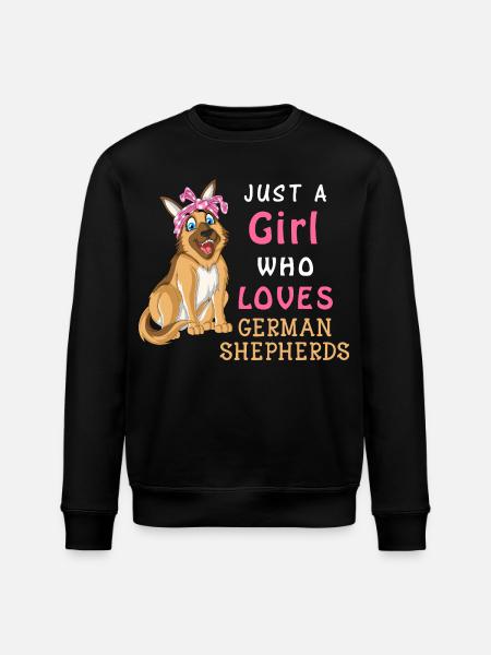 Girl Loves German Shepherd - Stanley/Stella ROLLER Unisex Organic Sweatshirt - black