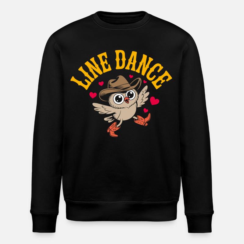 Lustige Eule beim Line Dance - Stanley/Stella Unisex Bio-Sweatshirt ROLLER - Schwarz