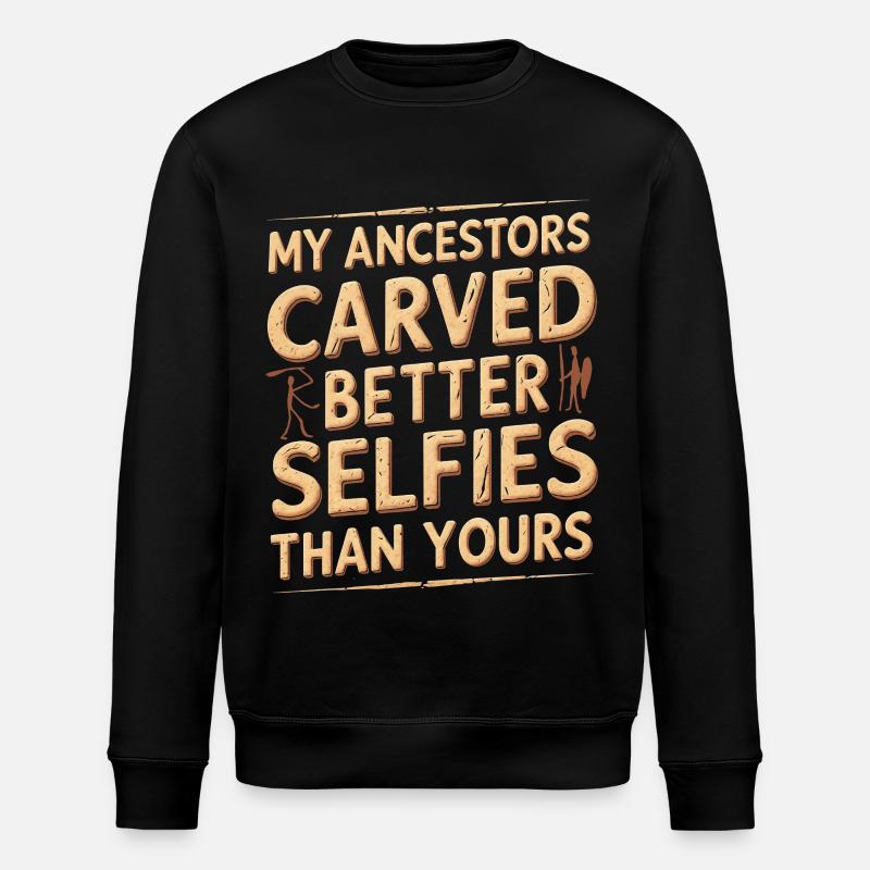 Petroglyph Petroglyphs Craved Selfies - Stanley/Stella ROLLER Unisex Organic Sweatshirt - black