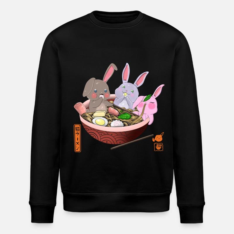 Lapins Kawaii mangeant des ramen - Sweat bio ROLLER Stanley/Stella Unisexe - noir