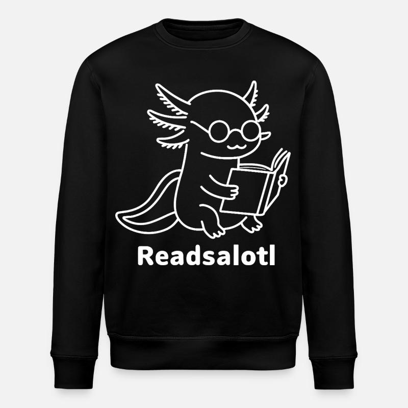 Lineart Readsalotl Axolotl Lecture - Stanley/Stella ROLLER Unisex Organic Sweatshirt - black