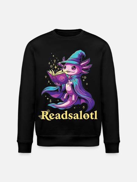 Readsalotl Axolotl Reading Mage Axolotl - Stanley/Stella ROLLER Unisex Organic Sweatshirt - black