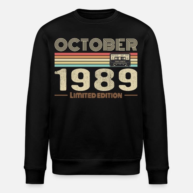Anniversaire octobre 1989 - Birthday october 1989 - Sweat bio ROLLER Stanley/Stella Unisexe - noir