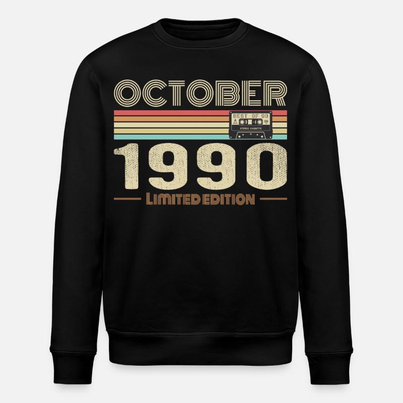 Anniversaire octobre 1990 - Birthday october 1990 - Sweat bio ROLLER Stanley/Stella Unisexe - noir