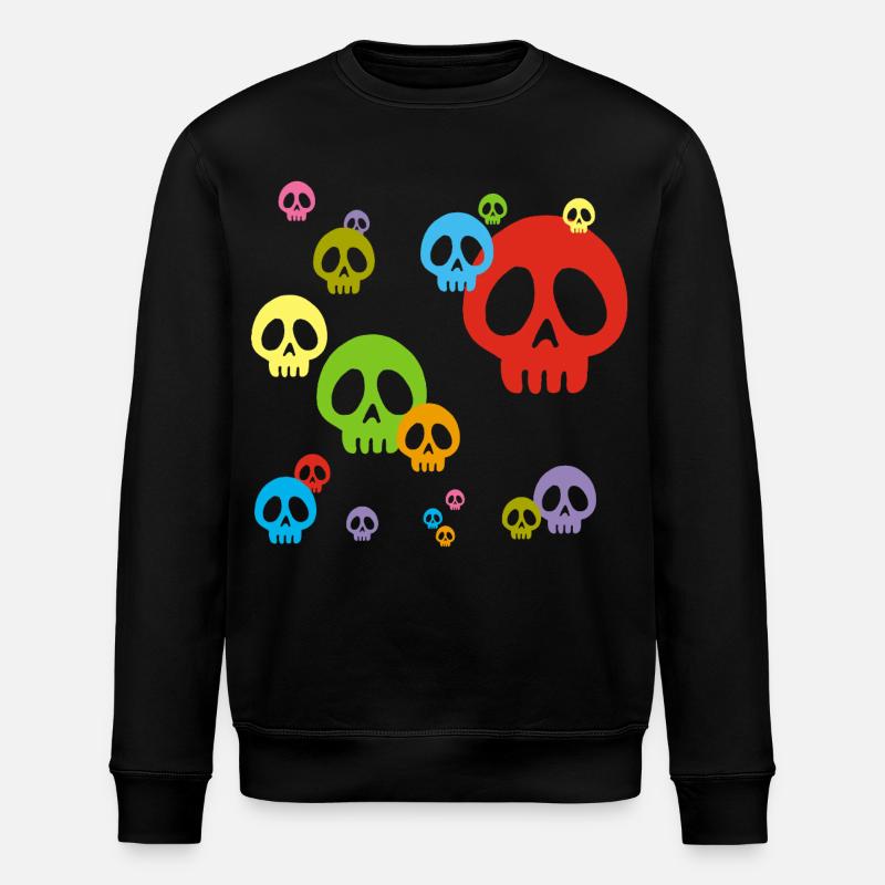 Mehrfarbige Manga-Totenköpfe - Stanley/Stella Unisex Bio-Sweatshirt ROLLER - Schwarz