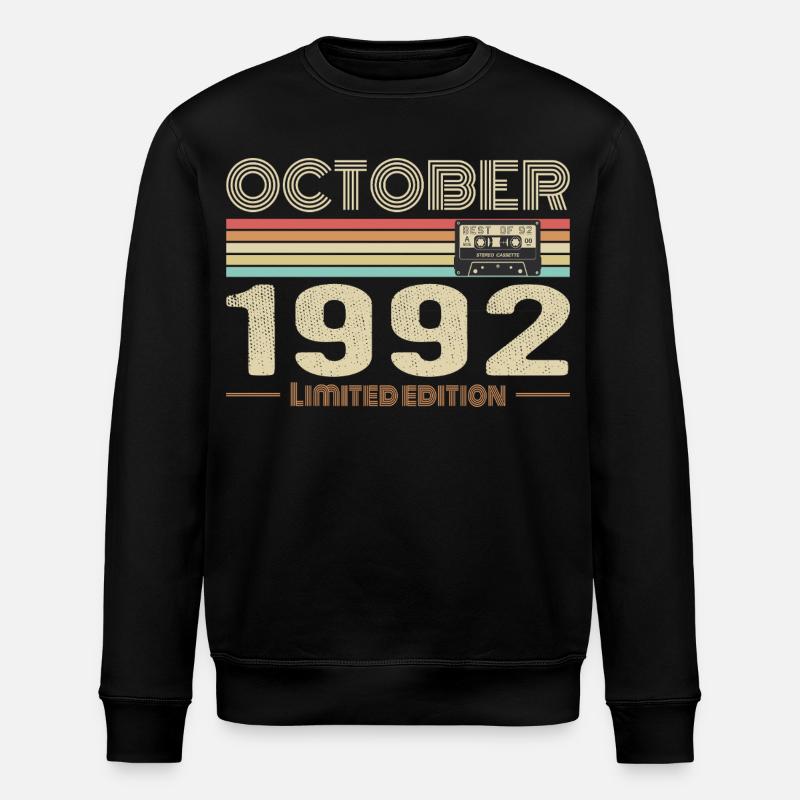 Anniversaire octobre 1992 - Birthday october 1992 - Sweat bio ROLLER Stanley/Stella Unisexe - noir