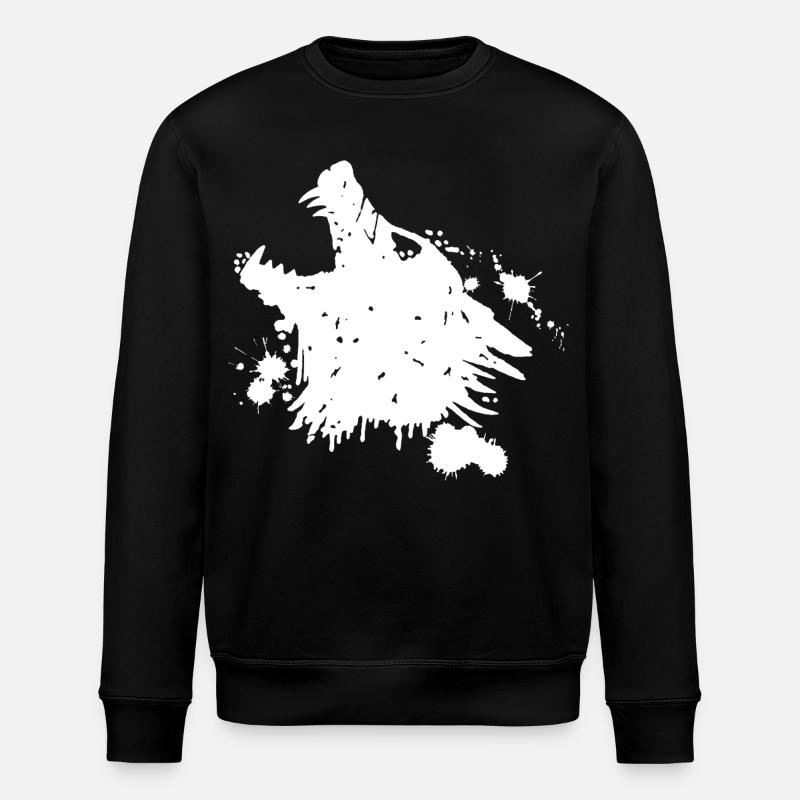 Weißer Wolf heult - Stanley/Stella Unisex Bio-Sweatshirt ROLLER - Schwarz