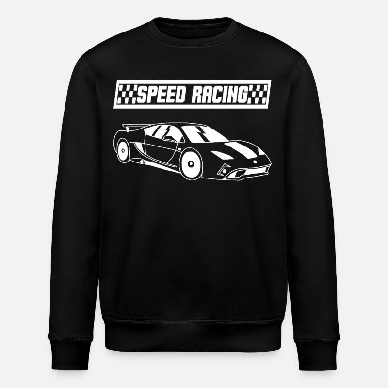 White racing car - Stanley/Stella ROLLER Unisex Organic Sweatshirt - black