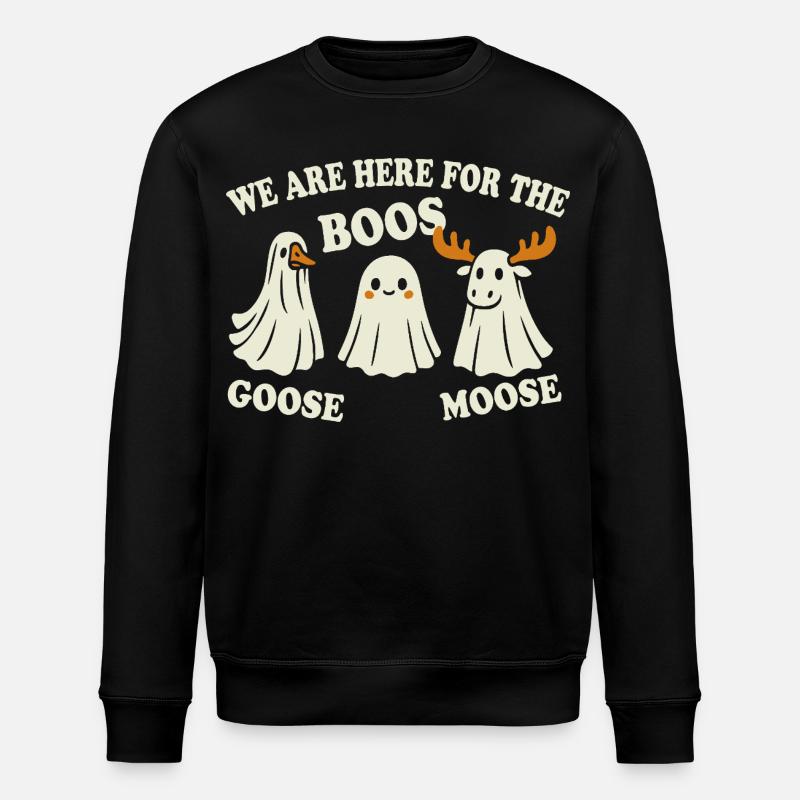 Halloween Ghosts - Goose Moose Boos - Stanley/Stella ROLLER Unisex Organic Sweatshirt - black