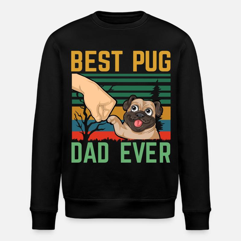 Bester Mops-Papa aller Zeiten - Stanley/Stella Unisex Bio-Sweatshirt ROLLER - Schwarz