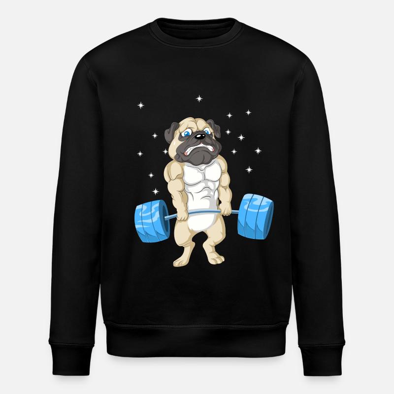 Mops Gewichtheben Fitnessstudio - Stanley/Stella Unisex Bio-Sweatshirt ROLLER - Schwarz