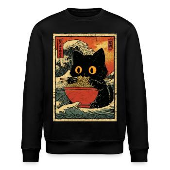 Japon Cat Ramen Nouilles Motif Vague Rétro - Sweat bio ROLLER Stanley/Stella Unisexe - noir - Devant - Nik (191cm)