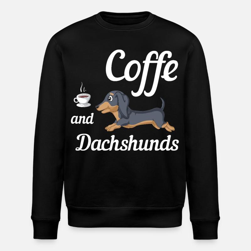 Coffee And Dachshunds Tee - Stanley/Stella ROLLER Unisex Organic Sweatshirt - black