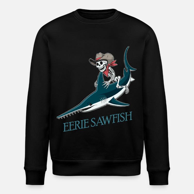 Skelett Cowboy auf Sägefisch - Stanley/Stella Unisex Bio-Sweatshirt ROLLER - Schwarz