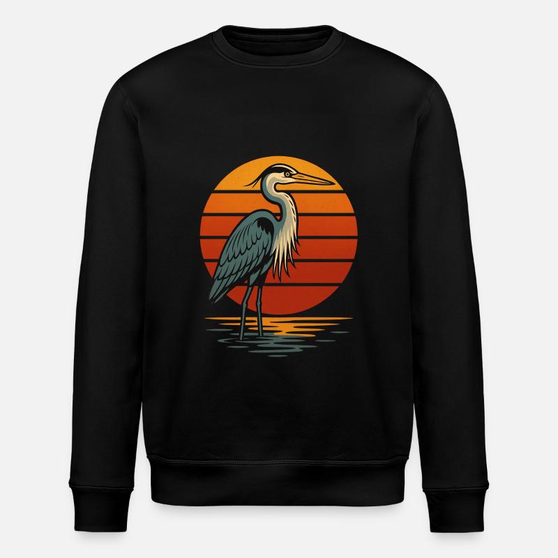 Héron au coucher du soleil - Sweat bio ROLLER Stanley/Stella Unisexe - noir