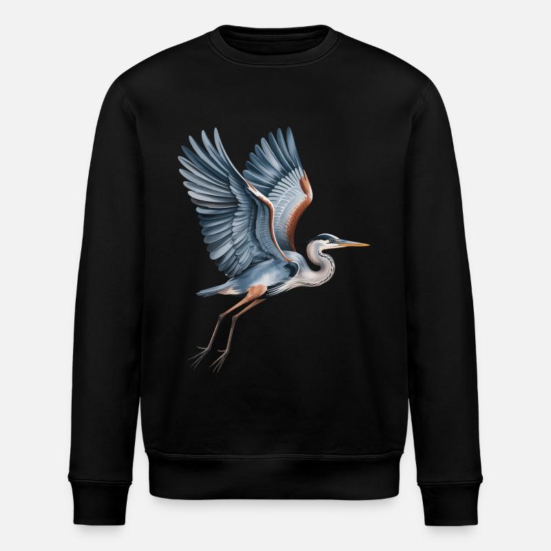 Héron élégant aux ailes déployées - Sweat bio ROLLER Stanley/Stella Unisexe - noir