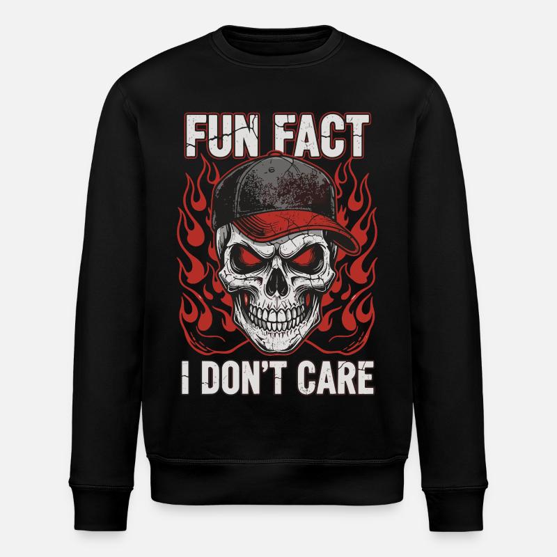 Skull mit Baseball Cap und Feuerdesign - Stanley/Stella Unisex Bio-Sweatshirt ROLLER - Schwarz