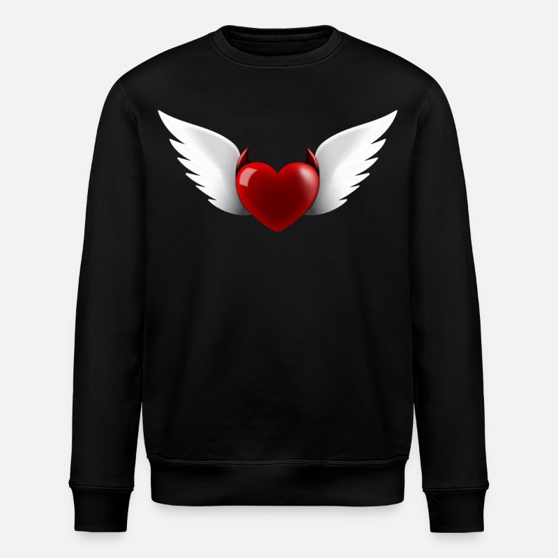 Heart Angel Devil - Stanley/Stella ROLLER Unisex Organic Sweatshirt - black
