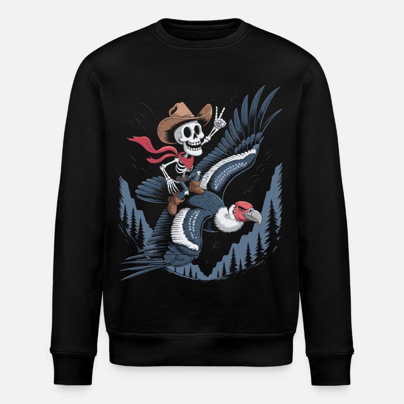 Skelett reitet Geier - Stanley/Stella Unisex Bio-Sweatshirt ROLLER - Schwarz