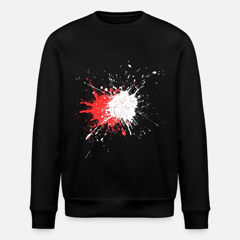 Abstrakte Farbspritztechnik auf Schwarz - Stanley/Stella Unisex Bio-Sweatshirt ROLLER - Schwarz