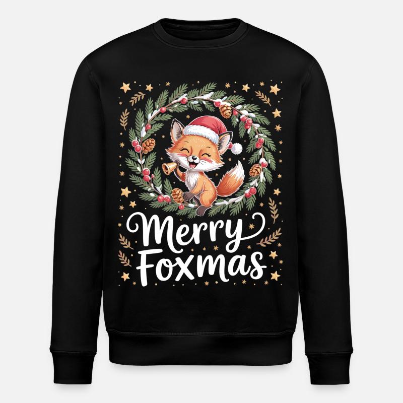 T-shirt de Noël Funny Fox - Sweat bio ROLLER Stanley/Stella Unisexe - noir