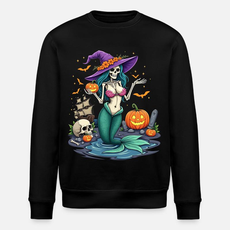 Hexenmermaid mit Halloween-Elementen - Stanley/Stella Unisex Bio-Sweatshirt ROLLER - Schwarz
