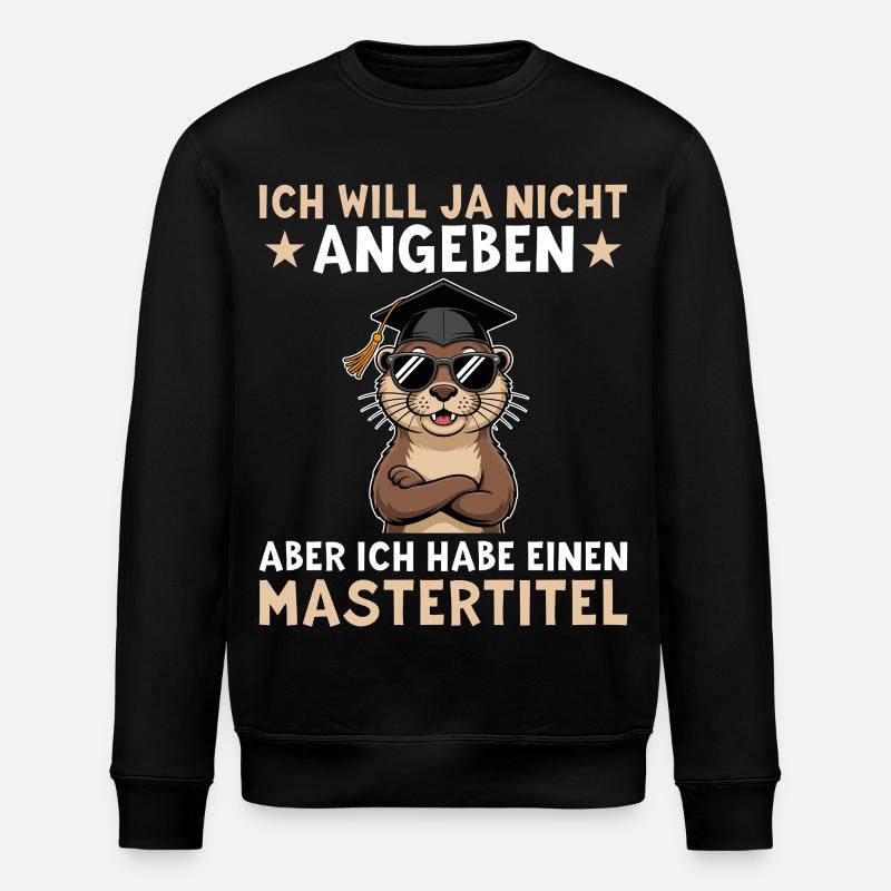 Masterabschluss - Otter mit Mastertitel - Stanley/Stella Unisex Bio-Sweatshirt ROLLER - Schwarz