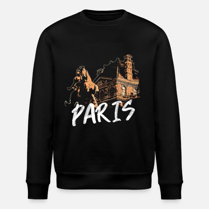 Paris architecture and statue - Stanley/Stella ROLLER Unisex Organic Sweatshirt - black