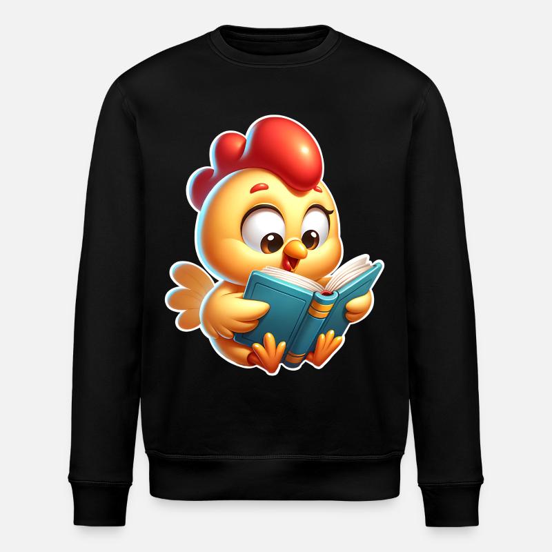 Chicken Reading - Stanley/Stella ROLLER Unisex Organic Sweatshirt - black