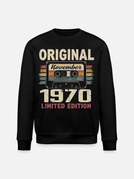 November 1970 Geschenk November 1970 - Stanley/Stella Unisex Bio-Sweatshirt ROLLER - Schwarz