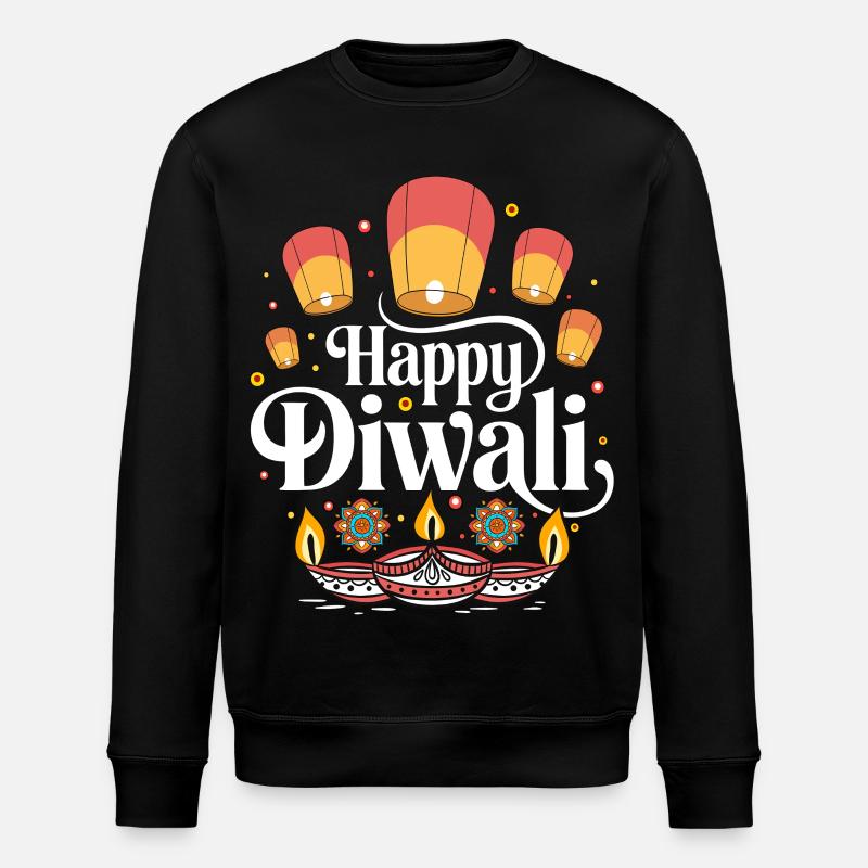 Happy Diwali Lamps Design - Sweat bio ROLLER Stanley/Stella Unisexe - noir