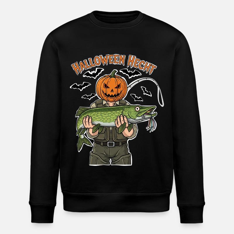 Halloween Hecht Kürbiskopf - Stanley/Stella Unisex Bio-Sweatshirt ROLLER - Schwarz