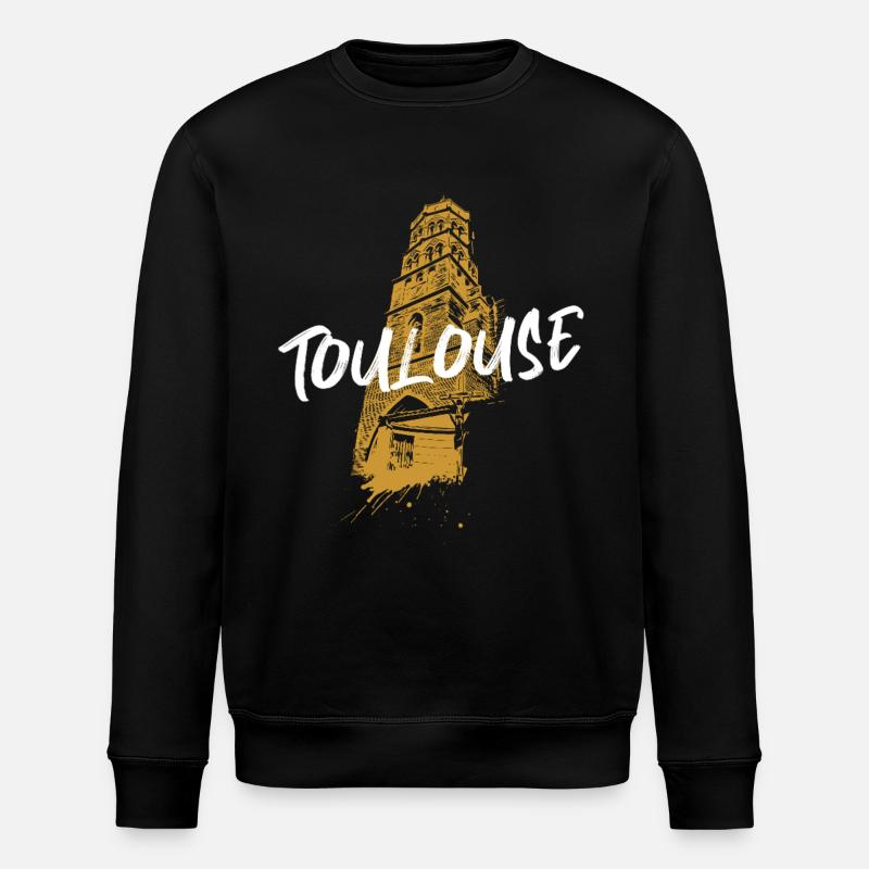 Illustration duotone Toulouse église Saint-Nicolas - Sweat bio ROLLER Stanley/Stella Unisexe - noir