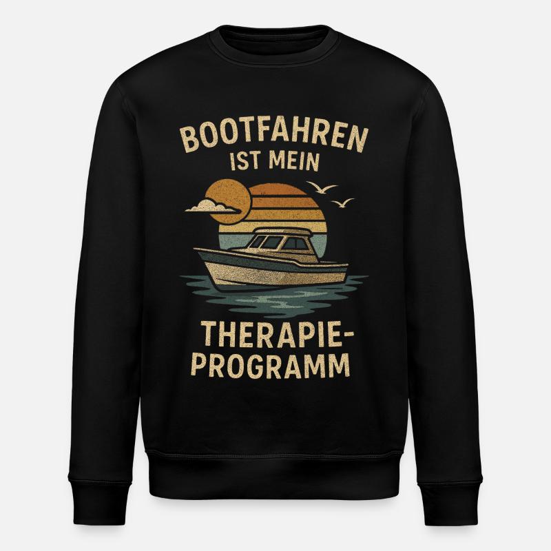 Boating is my therapy program - Stanley/Stella ROLLER Unisex Organic Sweatshirt - black