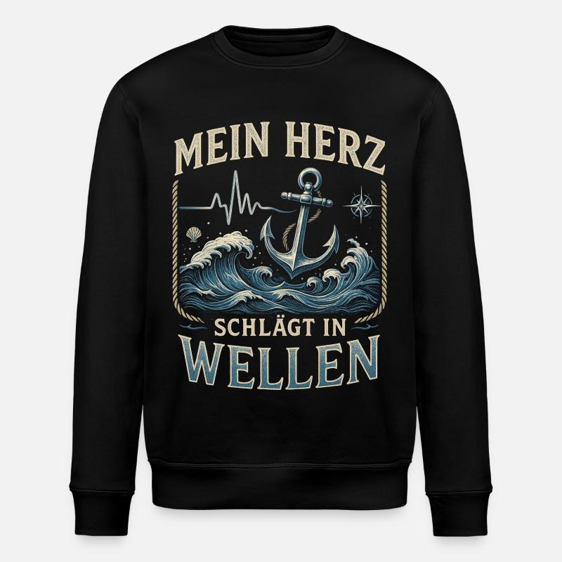Mon cœur bat par vagues - Sweat bio ROLLER Stanley/Stella Unisexe - noir