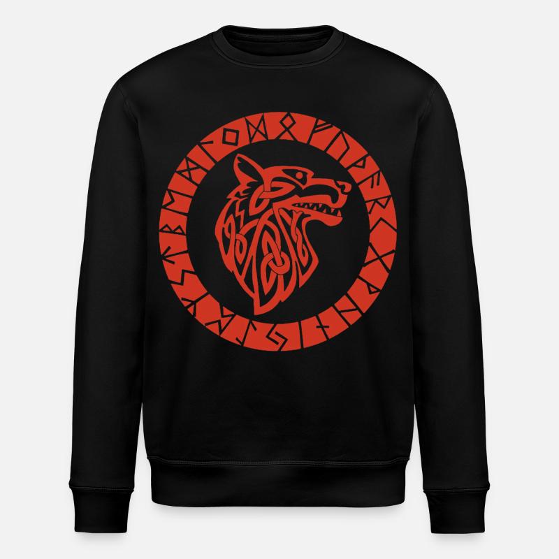 Wikinger Roter Wolf Emblem - Stanley/Stella Unisex Bio-Sweatshirt ROLLER - Schwarz
