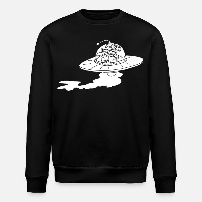 Alien Spaceship (White) - Stanley/Stella ROLLER Unisex Organic Sweatshirt - black
