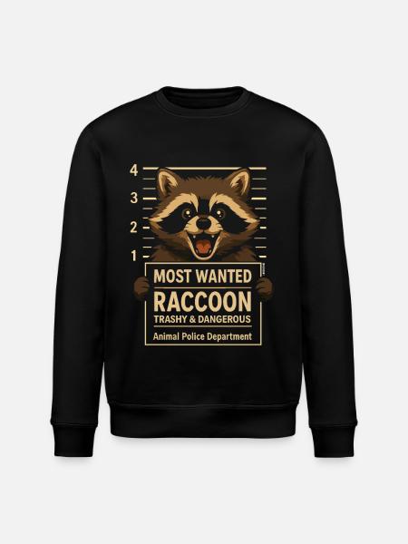 Raccoon trashy wanted: Mugshot funny - Stanley/Stella ROLLER Unisex Organic Sweatshirt - black