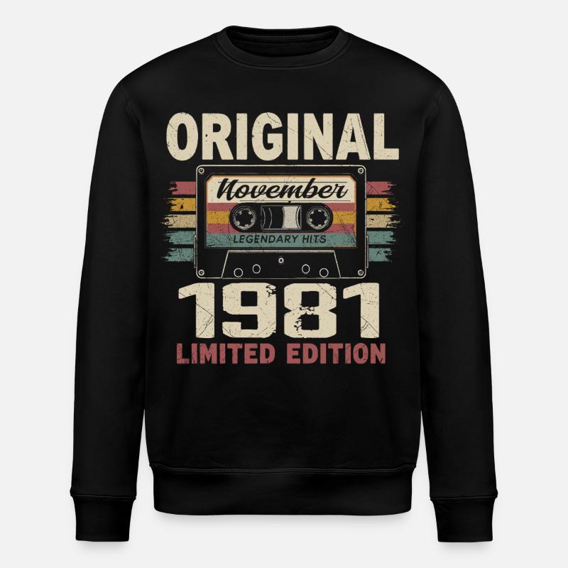 November 1981 Gift November 1981 - Stanley/Stella ROLLER Unisex Organic Sweatshirt - black