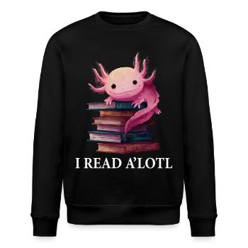 Axolotl Lustig Buch Lesen Bücher - Stanley/Stella Unisex Bio-Sweatshirt ROLLER - Schwarz - Vorne - Nik (191cm)