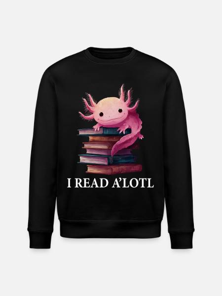 Axolotl Funny Book Reading Books - Stanley/Stella ROLLER Unisex Organic Sweatshirt - black