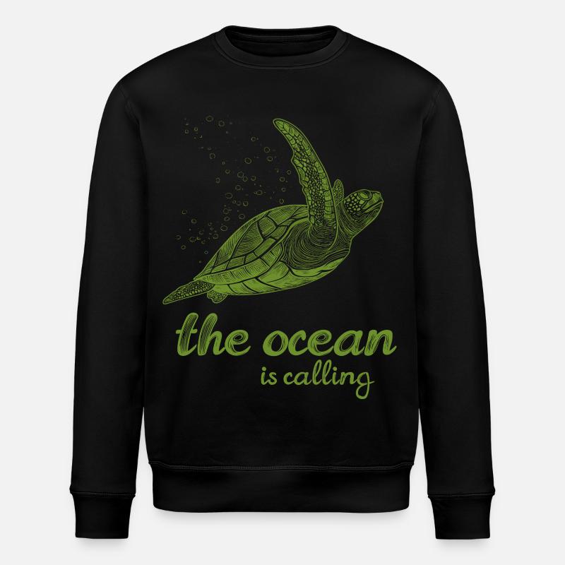 The Ocean Is Calling - Turtle - Stanley/Stella ROLLER Unisex Organic Sweatshirt - black