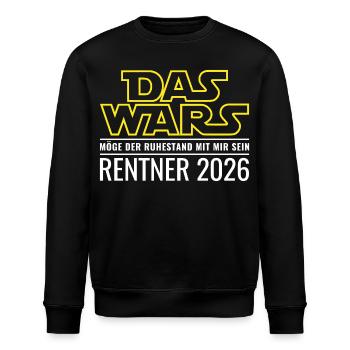Rentner 2026 Das wars Ruhestand Rente - Stanley/Stella Unisex Bio-Sweatshirt ROLLER - Schwarz - Vorne - Nik (191cm)