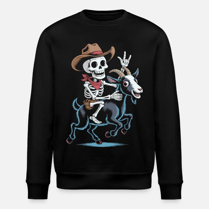 Squelette cow-boy sur chèvre - Sweat bio ROLLER Stanley/Stella Unisexe - noir